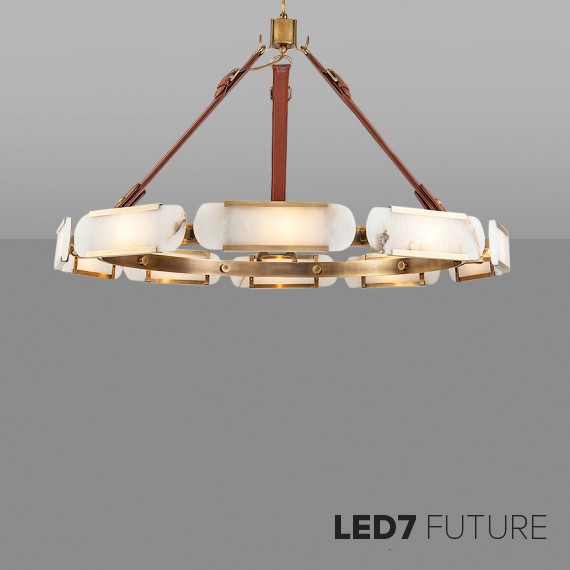 Loft Industry Modern - Marble Oval Disk Chandelier